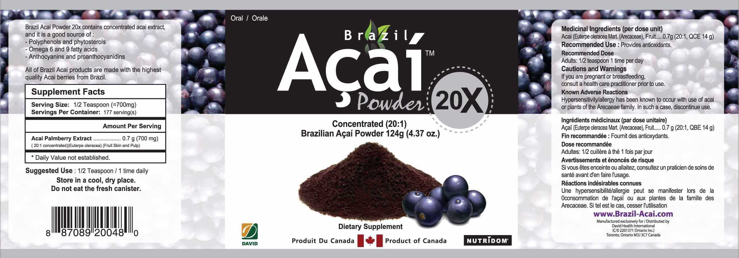BRAZIL ACAI 20X CONCENTRATED POWDER (124G)